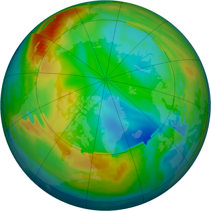 Arctic ozone map for 31 December 1988
